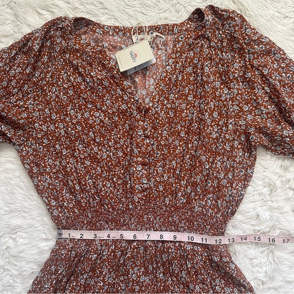 Faherty Dress Montana Swingy Mini Smocked Waist Ennis Floral S NWT New - Picture 11 of 13
